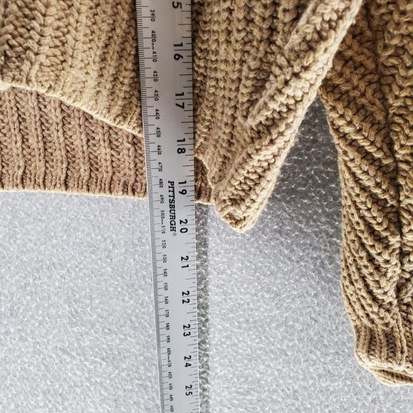 Madewell Women Sweater 2XS Brown‎ Wool Silk Blend Crop Oversized V Neck - Picture 3 of 7